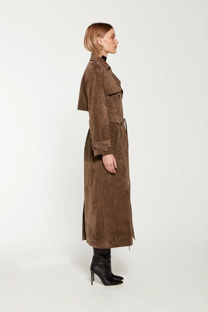 Sommerfeld | Eleganter langer Wildleder-Trenchcoat für Damen
