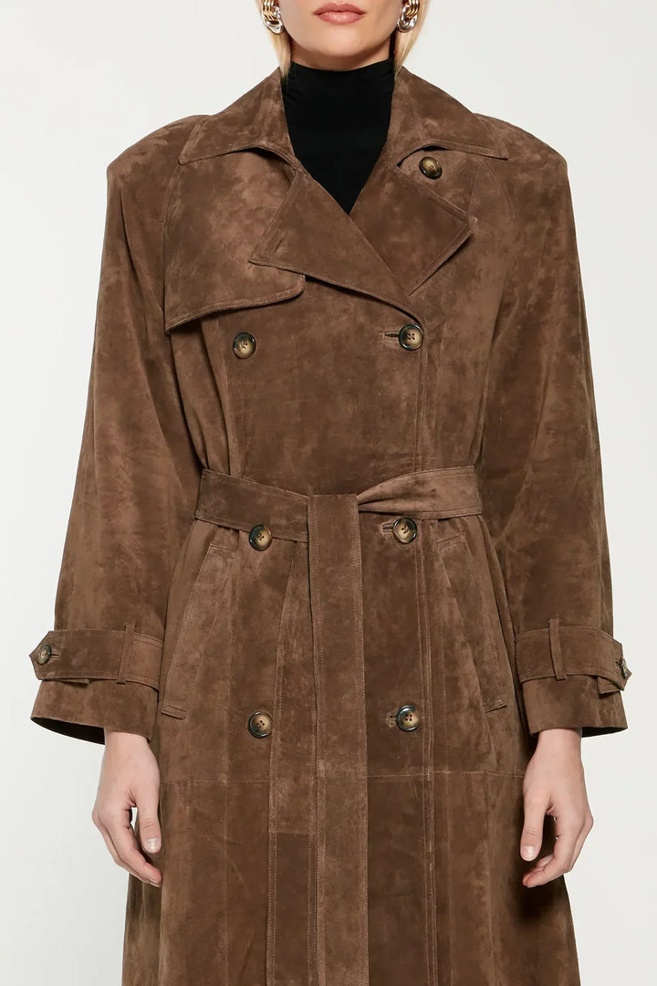 Sommerfeld | Eleganter langer Wildleder-Trenchcoat für Damen