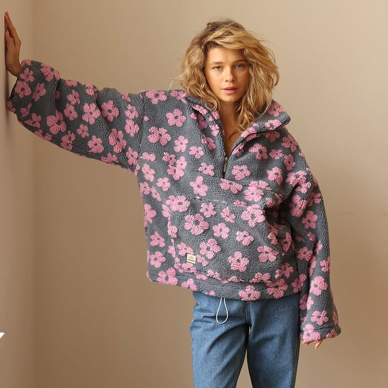 Sommerfeld | Oversize-Fleecepullover mit Blumenmuster