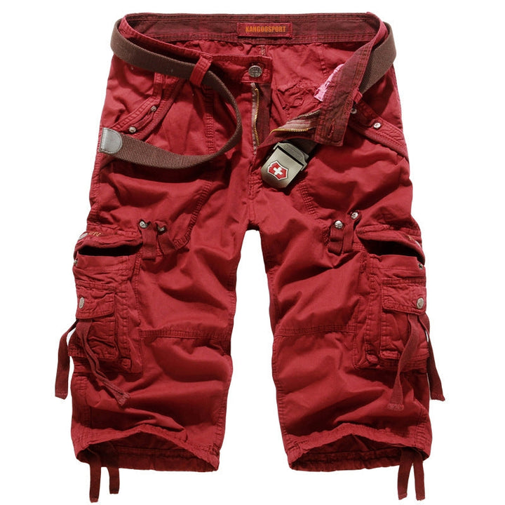 Herren unifarbene Cargo-Shorts mit mehreren Taschen