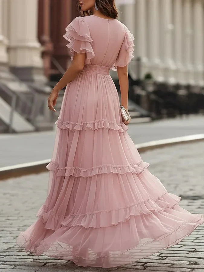 Zoe | Hellrosa Elegantes Hochzeits-Maxikleid