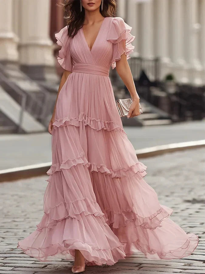 Zoe | Hellrosa Elegantes Hochzeits-Maxikleid