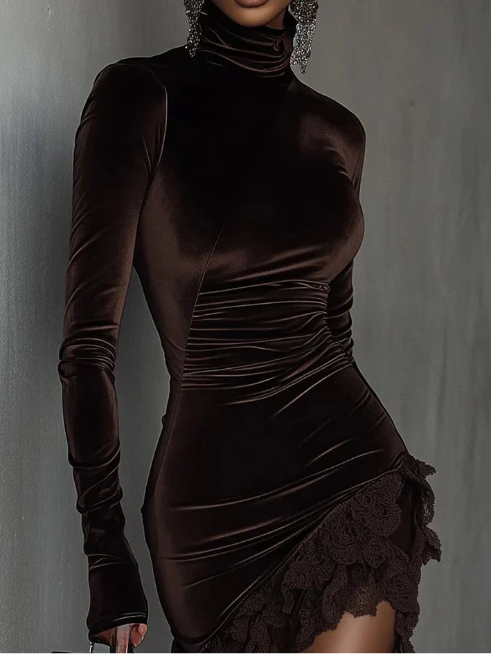 Maryann™ - Mini-Kleid aus Samt mit Geschnürtem Saum