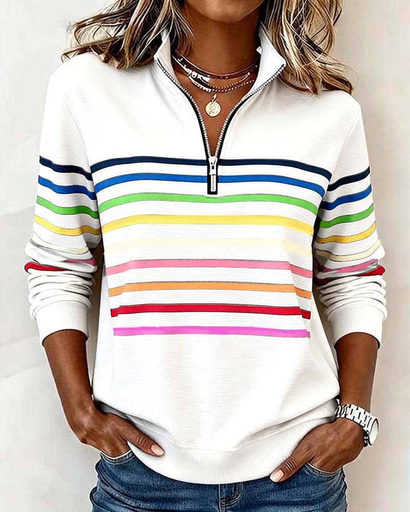 Sommerfeld | Gestreifter Pullover mit Viertel-Reißverschluss (1 Kaufen, 1 GRATIS dazu)