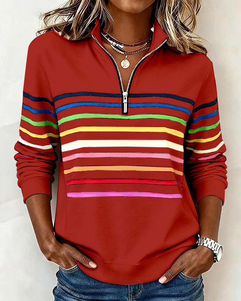 Sommerfeld | Gestreifter Pullover mit Viertel-Reißverschluss (1 Kaufen, 1 GRATIS dazu)