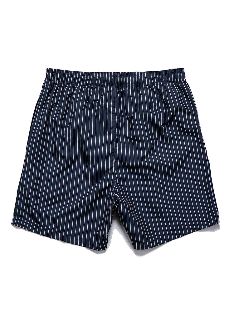 Leinenoptik Baumwollhemd mit Knopfleiste & gestreifte Swim Shorts mit Print