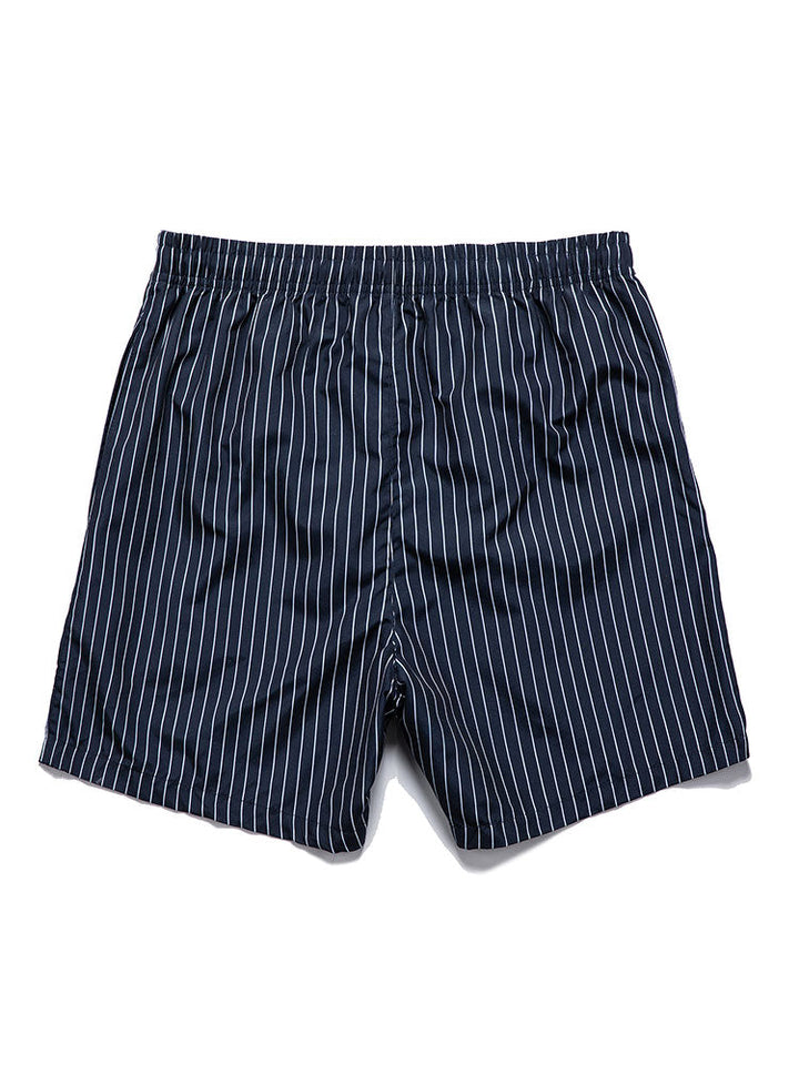 Leinenoptik Baumwollhemd mit Knopfleiste & gestreifte Swim Shorts mit Print
