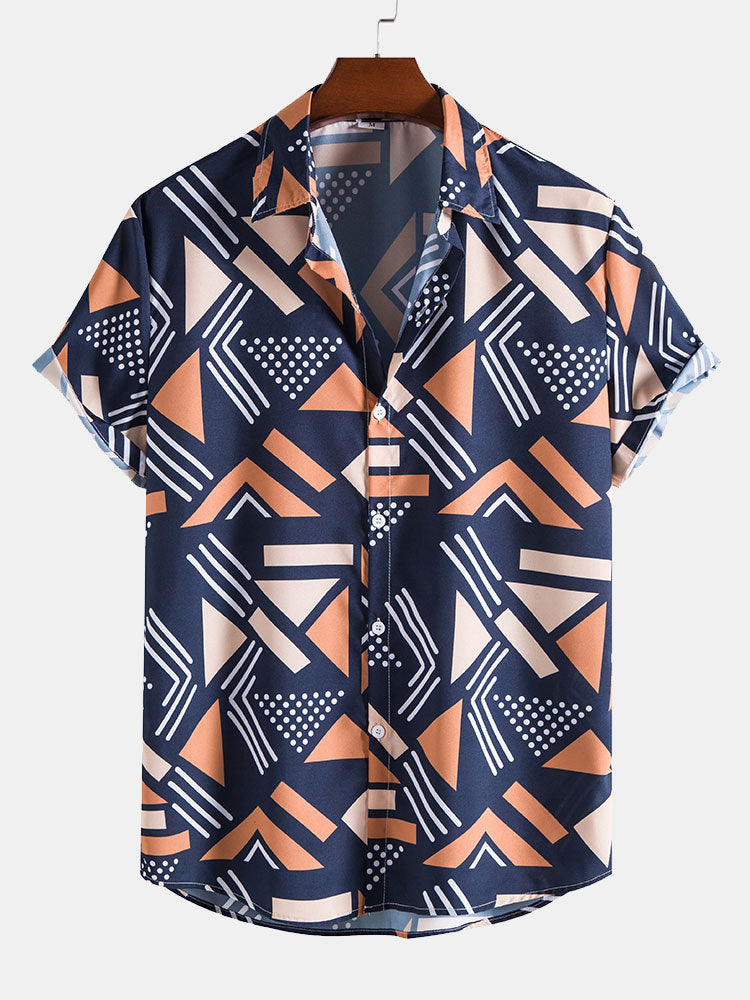 Geometrischer Print Hemd & Schwimmshorts
