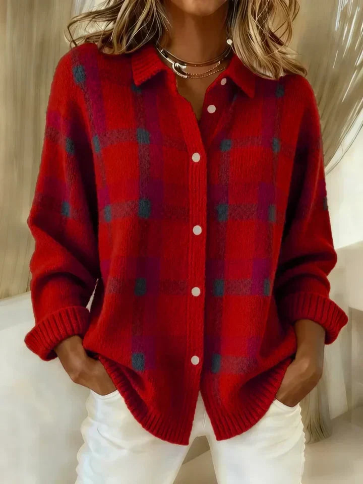 Sommerfeld | Karierter Strick-Cardigan mit Knopfleiste