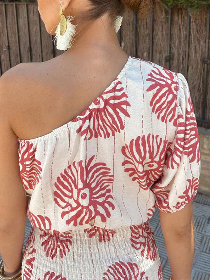 Sommerfeld | One-Shoulder Minikleid mit sommerlichem Print
