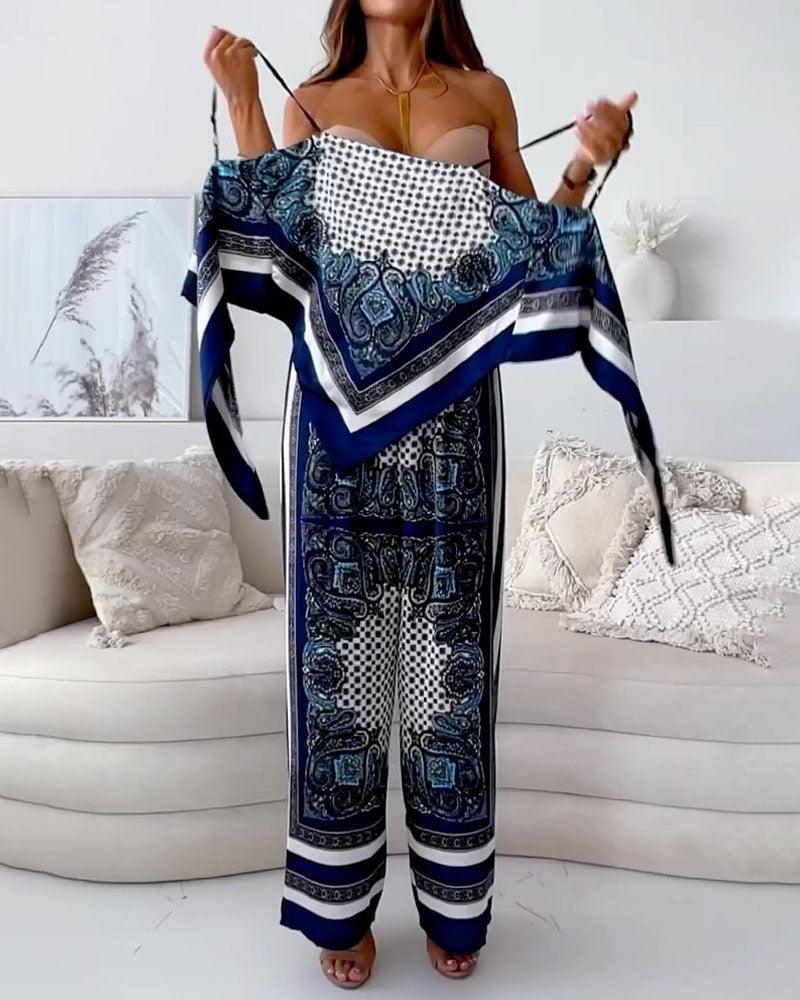 Helen | Urlaubstaugliches, stilvolles Schnür-Weste und Hose Zwei-Teile-Set Kleid