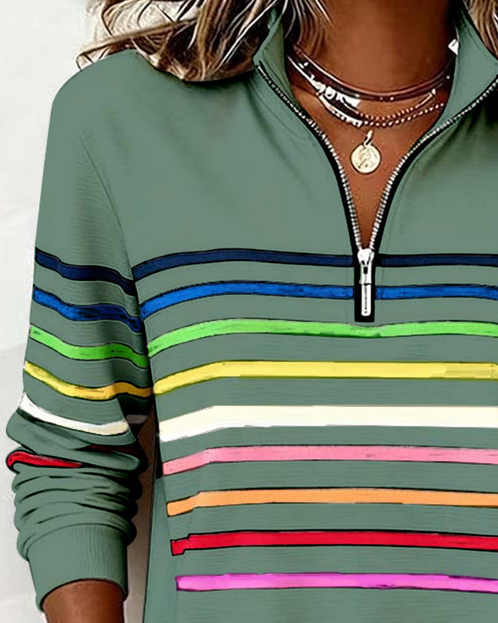 Sommerfeld | Gestreifter Pullover mit Viertel-Reißverschluss (1 Kaufen, 1 GRATIS dazu)