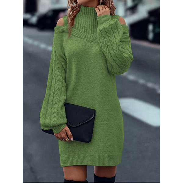 Laira™ – Kleid mit hohem Kragen und Zopfmuster