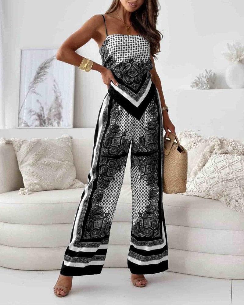 Helen | Urlaubstaugliches, stilvolles Schnür-Weste und Hose Zwei-Teile-Set Kleid