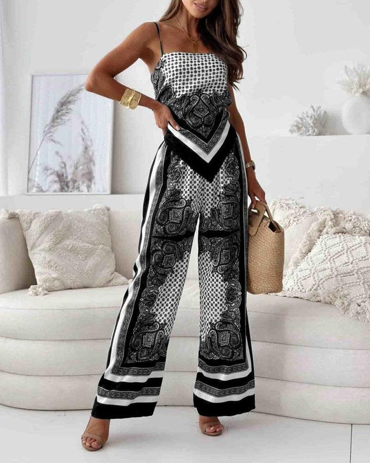 Helen | Urlaubstaugliches, stilvolles Schnür-Weste und Hose Zwei-Teile-Set Kleid