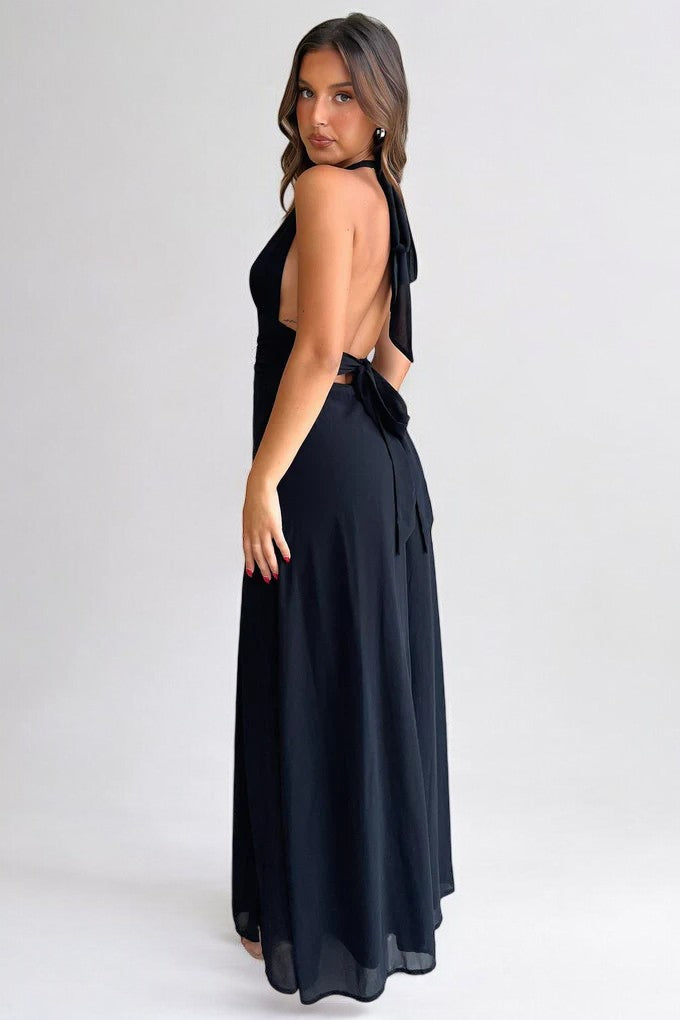 Sommerfeld | Stilvolles Neckholder-Maxikleid mit Hohem Schlitz