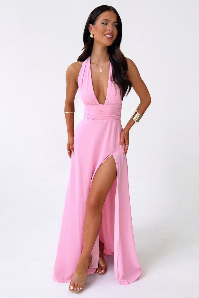 Sommerfeld | Stilvolles Neckholder-Maxikleid mit Hohem Schlitz