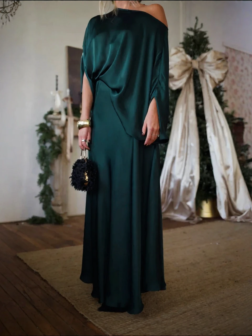 Alfy™ - Wandelbares Oberteil mit Drapierung und maxi-langer A-Linien-Rock