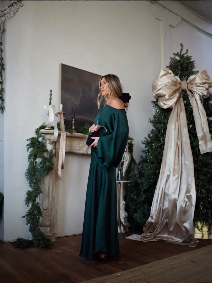 Alfy™ - Wandelbares Oberteil mit Drapierung und maxi-langer A-Linien-Rock