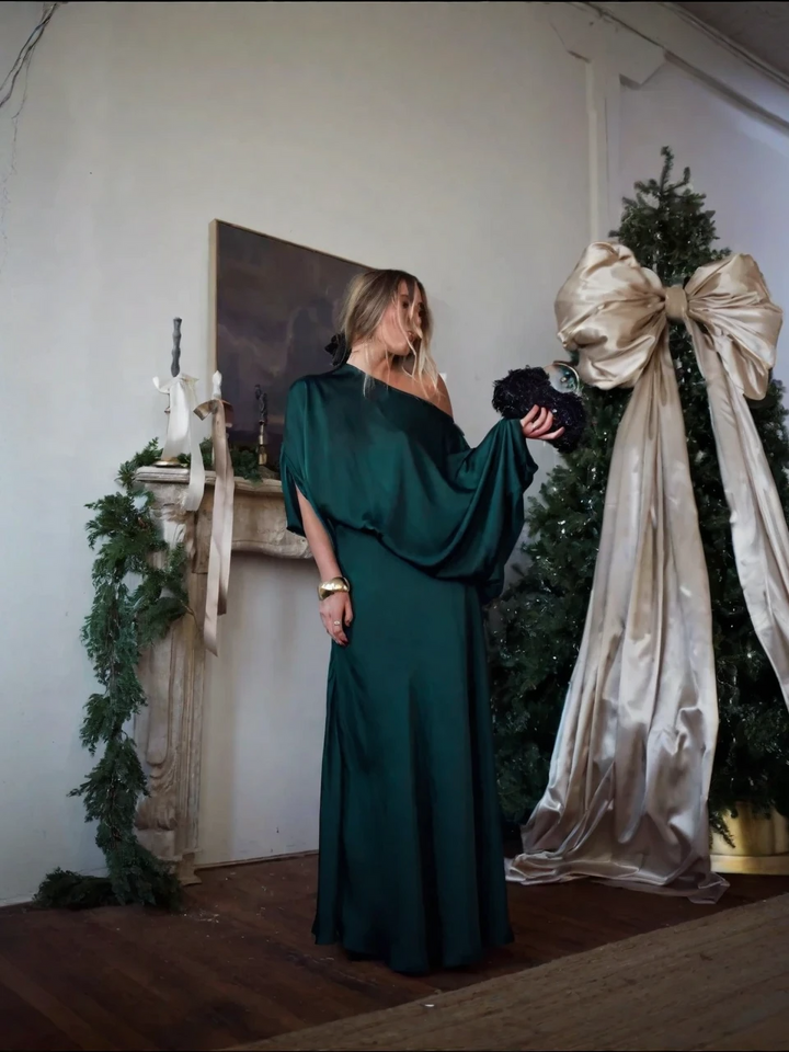 Alfy™ - Wandelbares Oberteil mit Drapierung und maxi-langer A-Linien-Rock