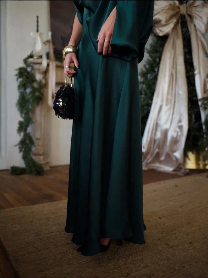 Alfy™ - Wandelbares Oberteil mit Drapierung und maxi-langer A-Linien-Rock