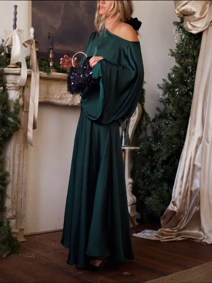 Alfy™ - Wandelbares Oberteil mit Drapierung und maxi-langer A-Linien-Rock