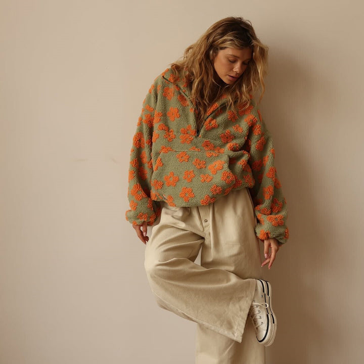 Sommerfeld | Oversize-Fleecepullover mit Blumenmuster