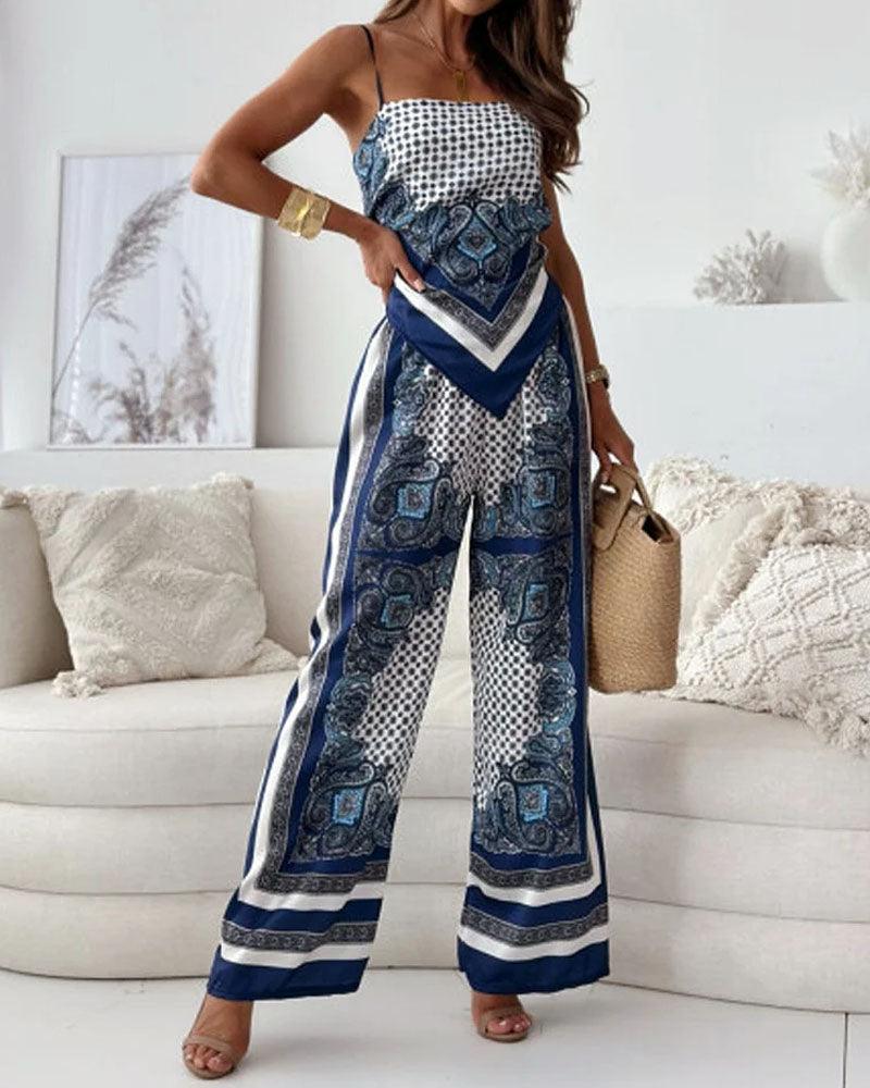Helen | Urlaubstaugliches, stilvolles Schnür-Weste und Hose Zwei-Teile-Set Kleid