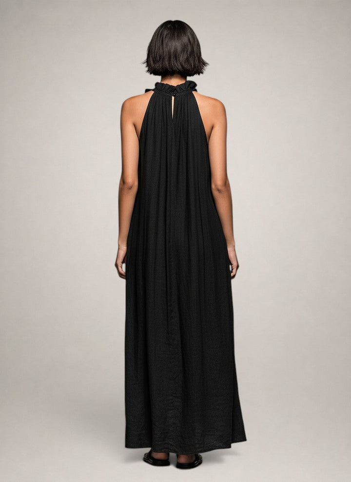 Helene | Ärmelloses Leinen-Maxikleid mit Rüschen