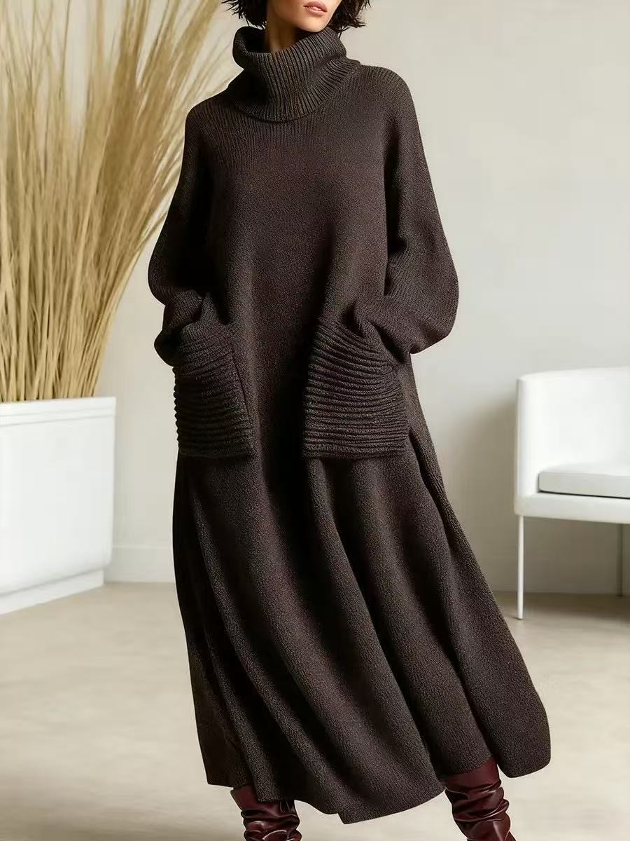 Glenda™ - Damen Oversize Strickkleid Rollkragen