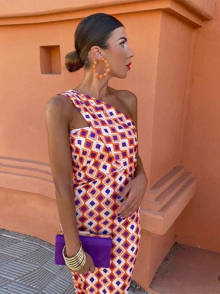 Sommerfeld | Maxikleid mit asymmetrischer Schulter