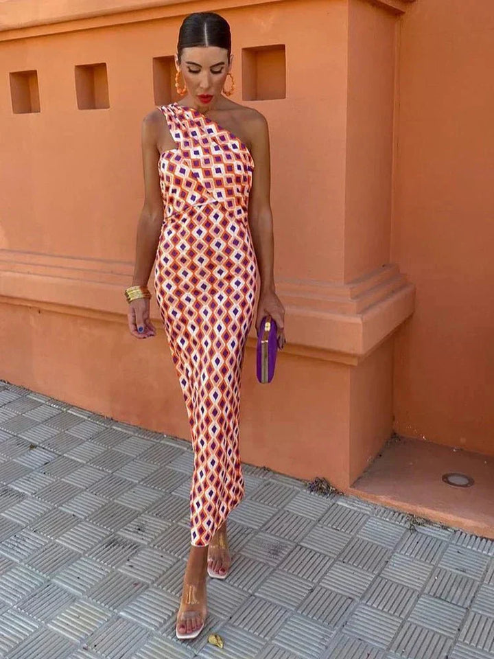 Sommerfeld | Maxikleid mit asymmetrischer Schulter