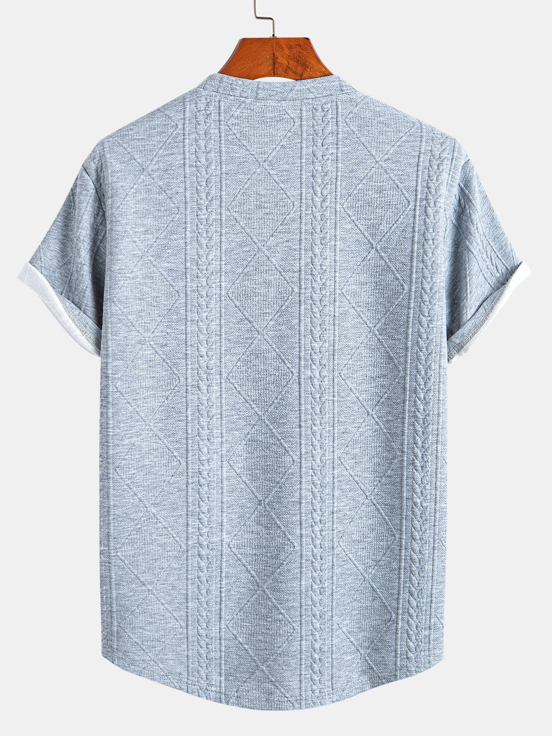 Kurzärmeliges geometrisches Jacquard-T-Shirt mit abgerundetem Saum & Shorts