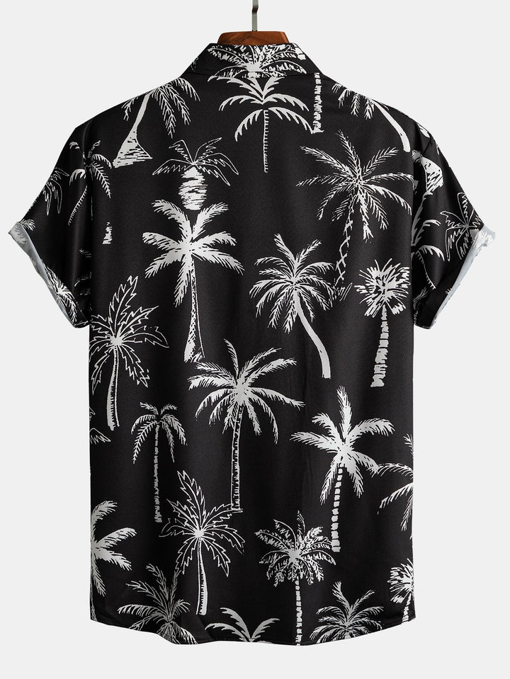 Palm Tree Print Hemd mit Knöpfen & Badeshorts