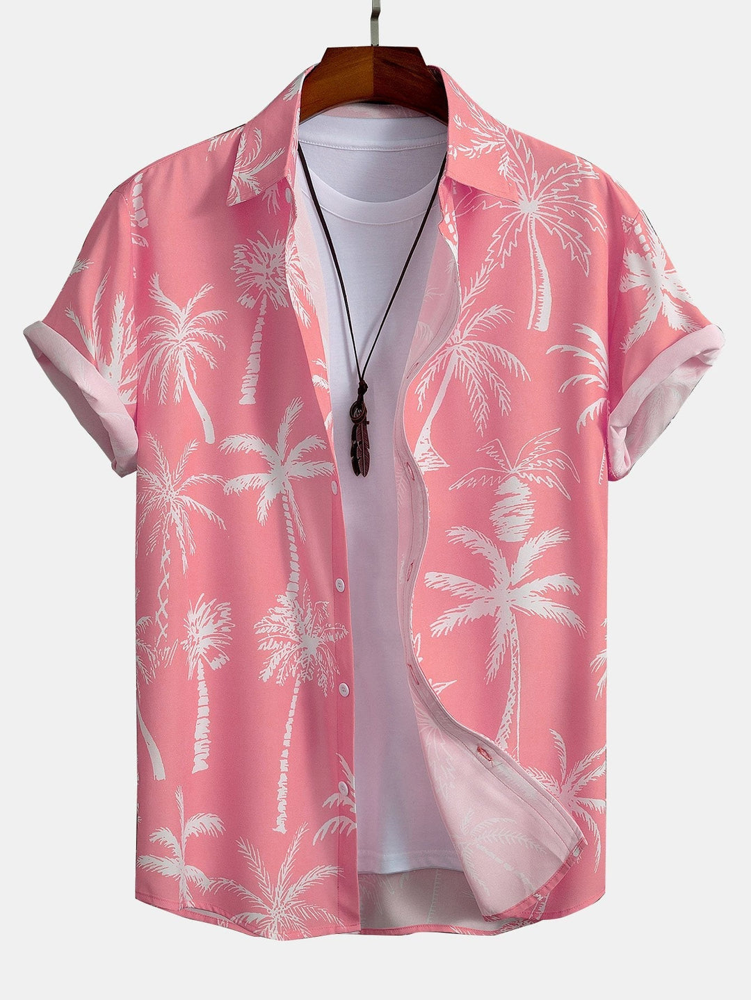 Palm Tree Print Hemd mit Knöpfen & Badeshorts