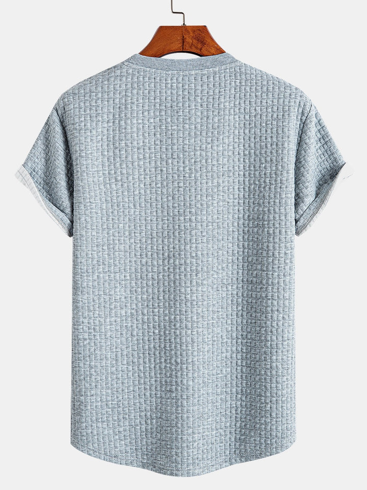 Kurzärmeliges Waffel-T-Shirt mit abgerundetem Saum & Shorts