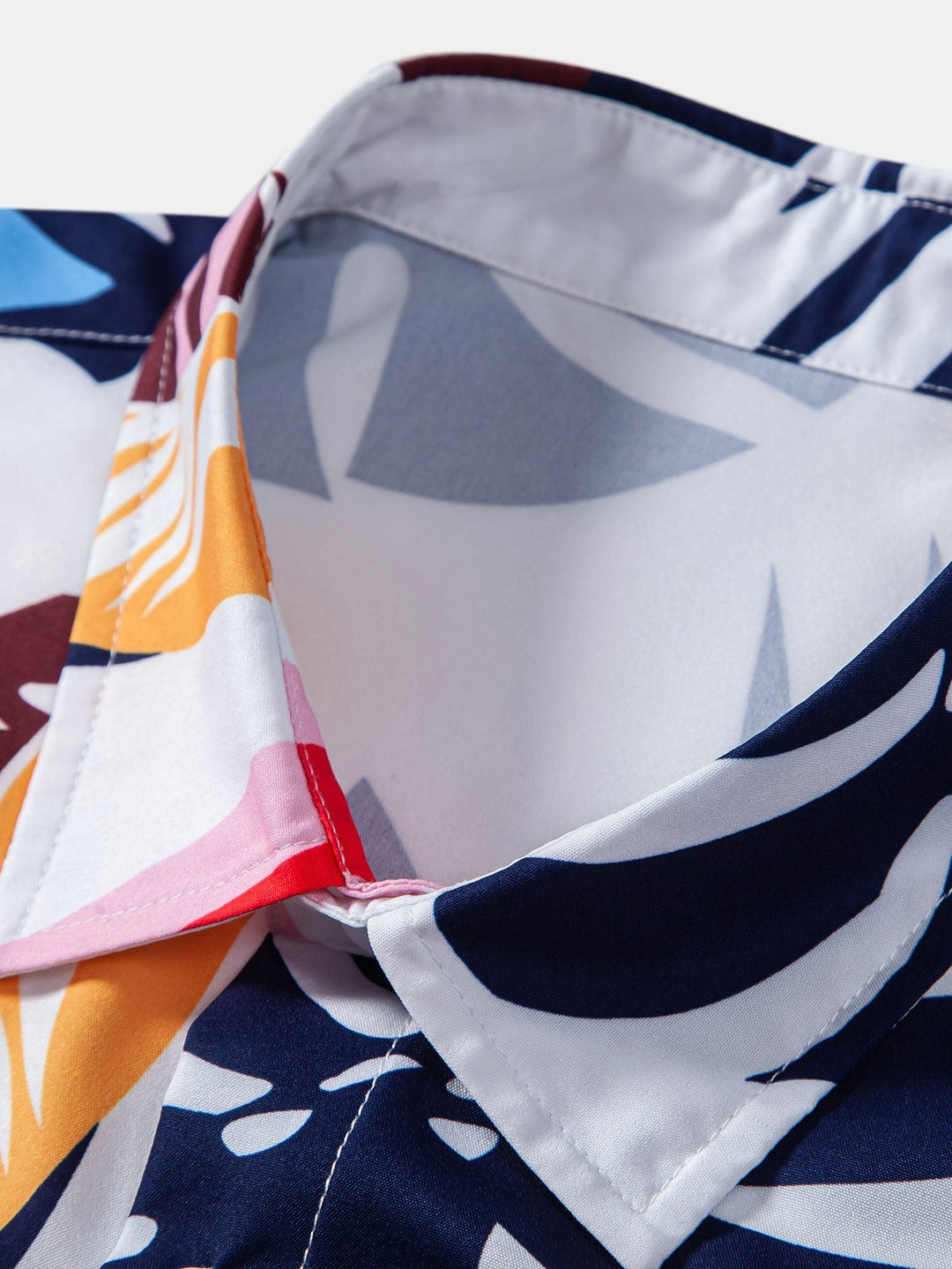 Leaf Farbe Block Print Button Up Shirt & Swim Short