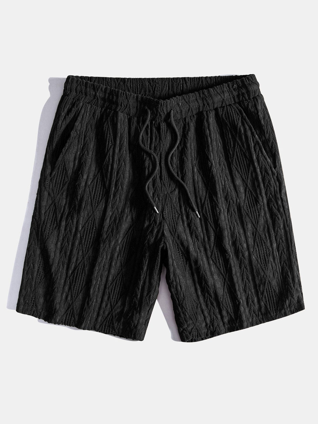 Geometrisches Jacquard-Kubanisches Hemd mit Ösen & strukturierte Shorts mit Futter