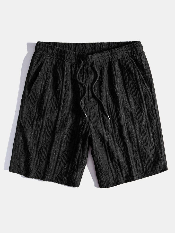Geometrisches Jacquard-Kubanisches Hemd mit Ösen & strukturierte Shorts mit Futter