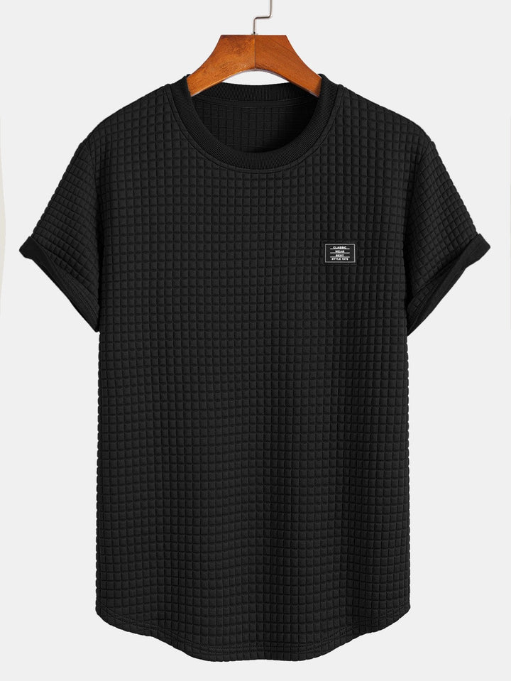 Kurzärmeliges Waffel-T-Shirt mit abgerundetem Saum & Shorts