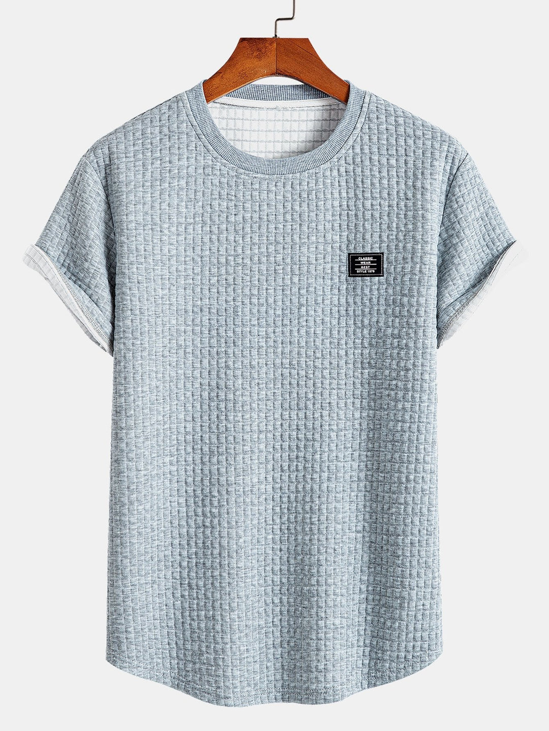 Kurzärmeliges Waffel-T-Shirt mit abgerundetem Saum & Shorts