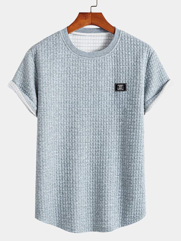 Kurzärmeliges Waffel-T-Shirt mit abgerundetem Saum & Shorts