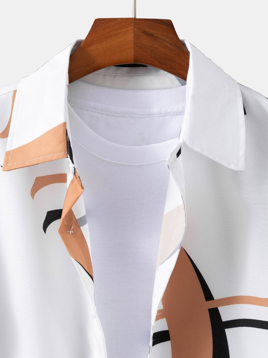 Abstraktes Druck Hemd mit Knöpfen #Zufälliges Musterdesign# & Swim Shorts