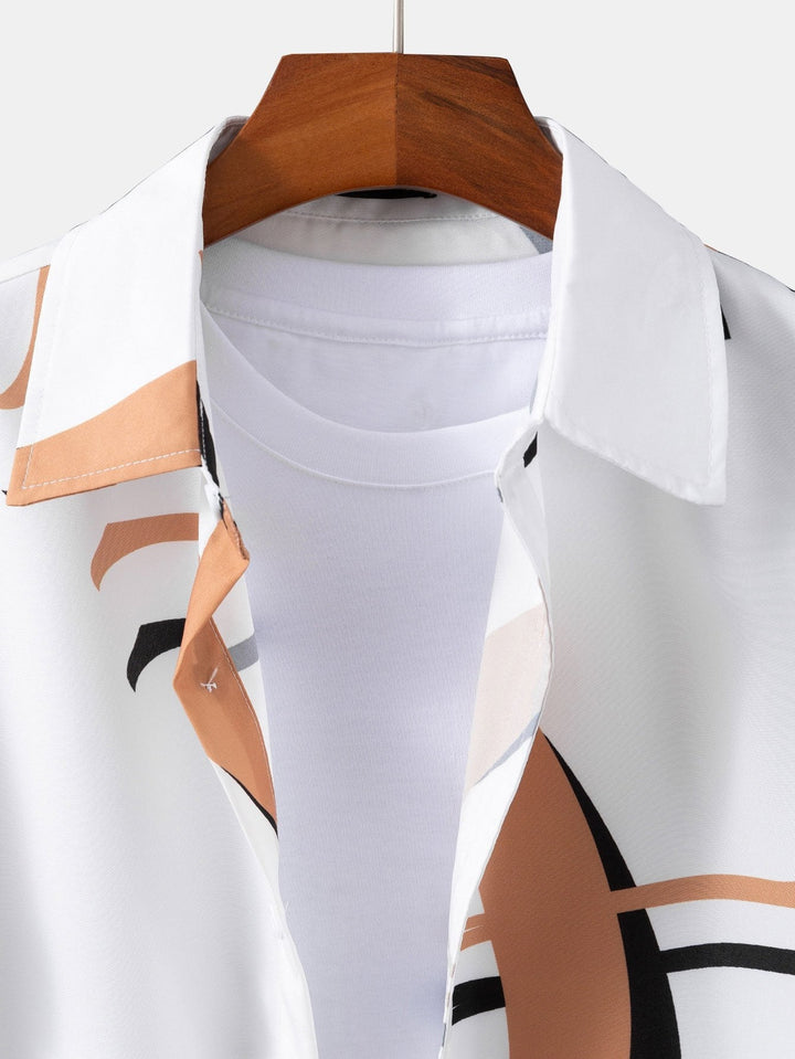 Abstraktes Druck Hemd mit Knöpfen #Zufälliges Musterdesign# & Swim Shorts