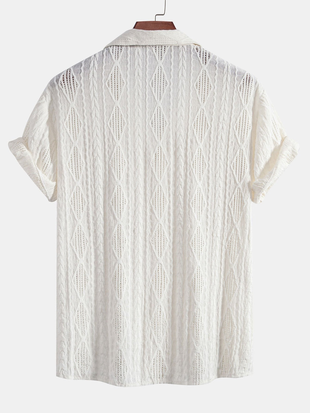 Geometrisches Jacquard-Kubanisches Hemd mit Ösen & strukturierte Shorts mit Futter