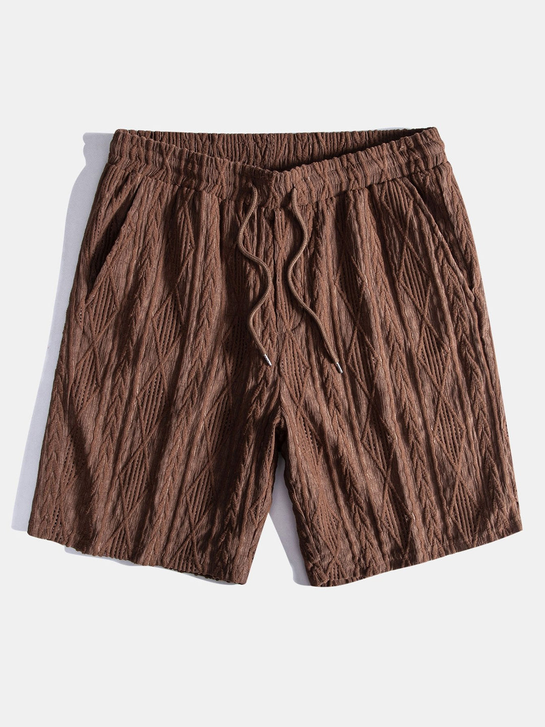 Geometrisches Jacquard-Kubanisches Hemd mit Ösen & strukturierte Shorts mit Futter
