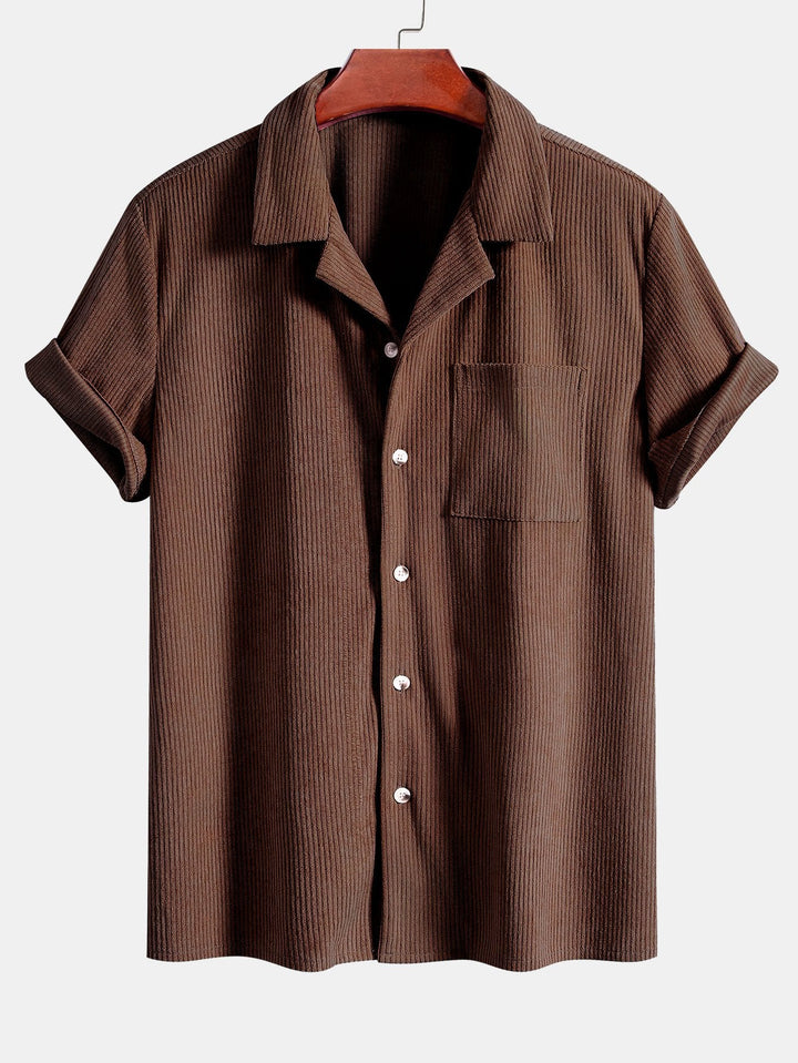 Kurzärmeliges Corduroy Kubanisches Hemd & Shorts