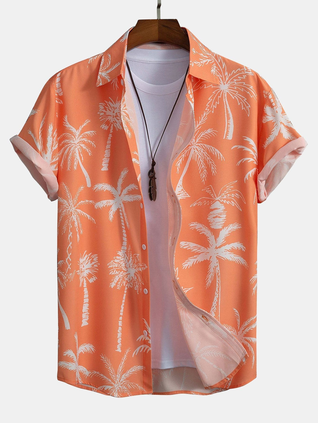 Palm Tree Print Hemd mit Knöpfen & Badeshorts