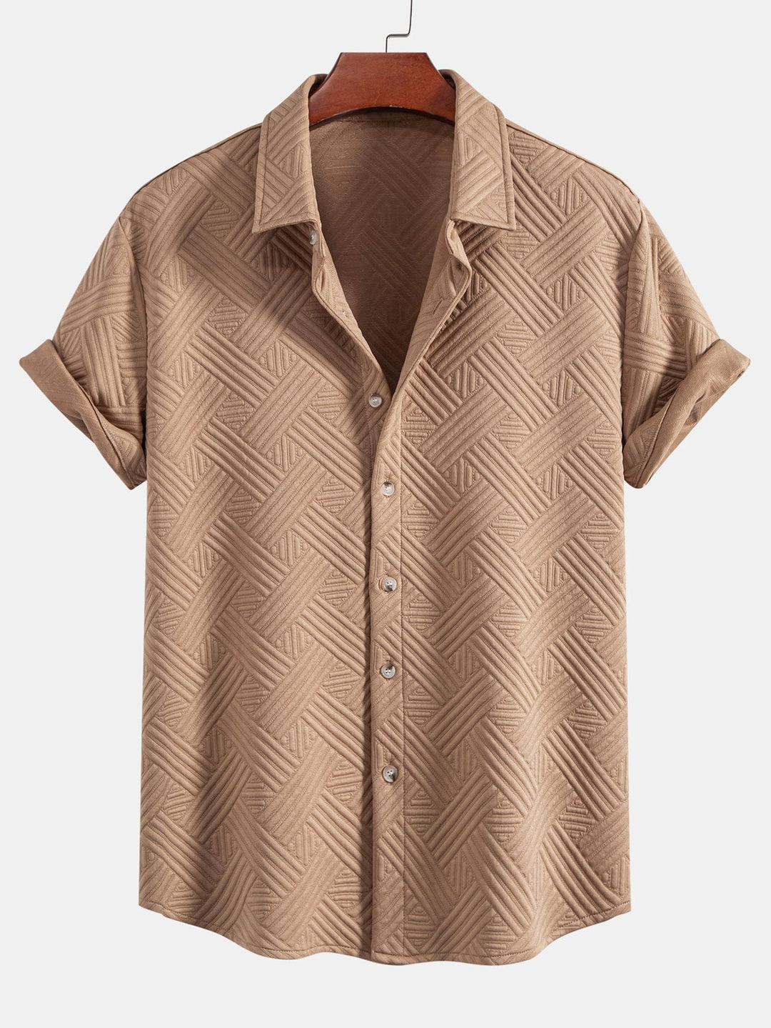 Textur Jacquard Hemd & Shorts mit Knopfleiste