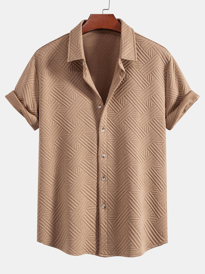 Textur Jacquard Hemd & Shorts mit Knopfleiste
